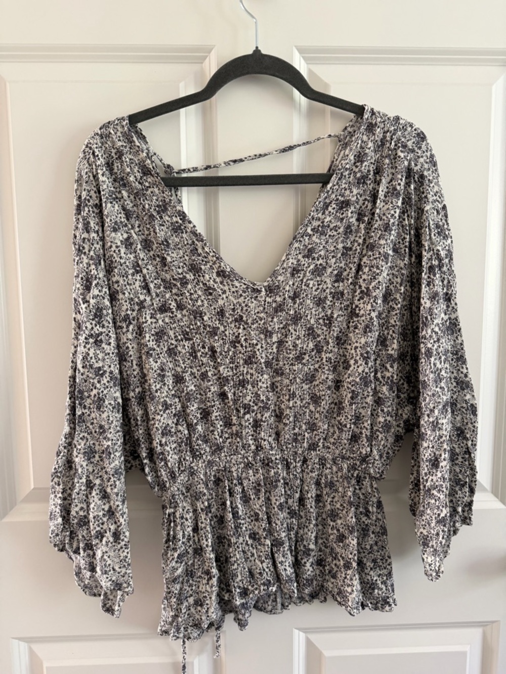 white birch Black & Cream Printed Blouse